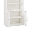 Queen Size Murphy Bed With 2 Side Cabinet Storage Shelves, 68 Inch Cabinet Bed Folding Wall Bed With Desk Combo Perfect For Guest Room, Study, Office,White Old Sku:Bs400491Aac Box Spring Not Required Queen White Wood White Pine Murphy Solid Wood Mdf