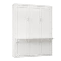 Queen Size Murphy Bed With 2 Side Cabinet Storage Shelves, 68 Inch Cabinet Bed Folding Wall Bed With Desk Combo Perfect For Guest Room, Study, Office,White Old Sku:Bs400491Aac Box Spring Not Required Queen White Wood White Pine Murphy Solid Wood Mdf