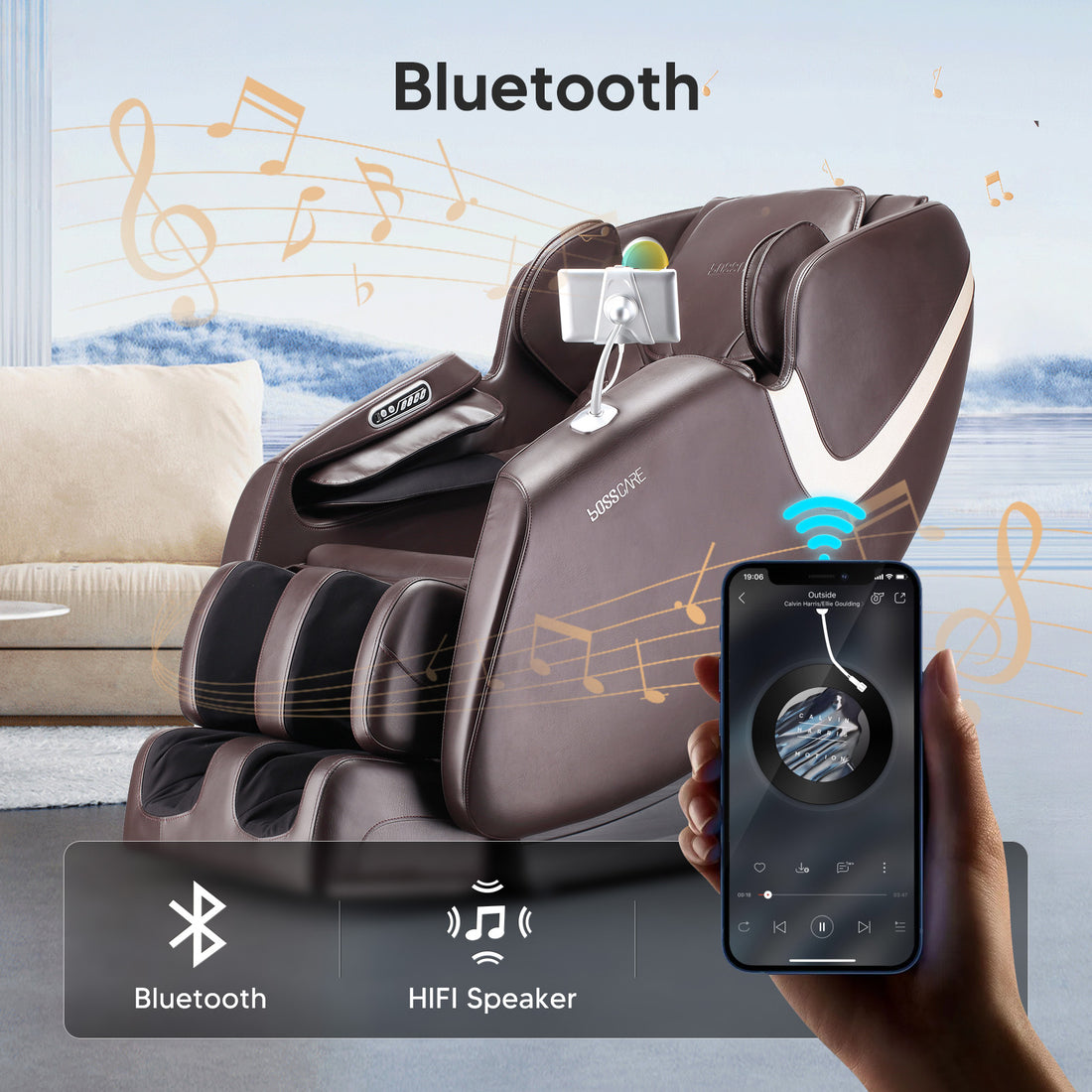 Bosscare 2023 Massage Full Body Chairs With Ai Voice, App Control Zero Gravity Shiatsu Recliner Massage Chair Brown Brown Leather Leather
