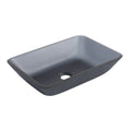 Tempered Glass Matte Bathroom Vessel Sink, Rectangle Bathroom Basin Tempered Glass Matt Gray Grey Bathroom Modern Glass