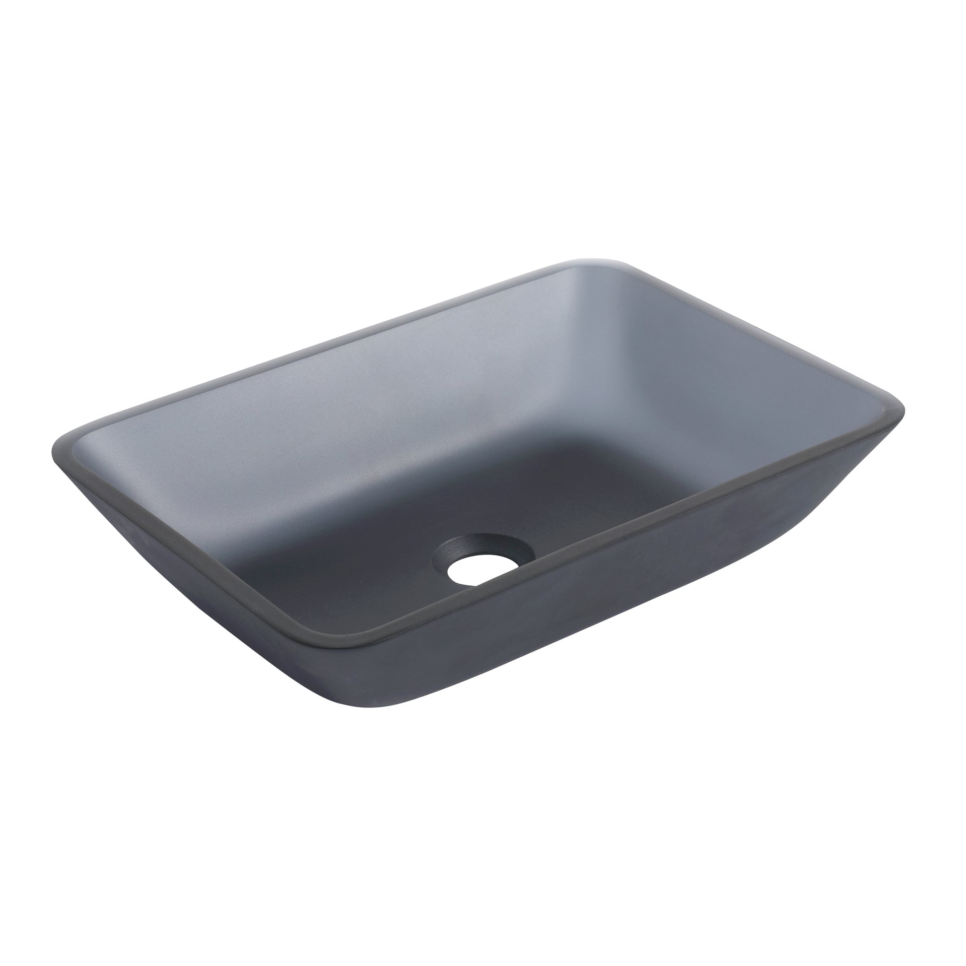 Tempered Glass Matte Bathroom Vessel Sink, Rectangle Bathroom Basin Tempered Glass Matt Gray Grey Bathroom Modern Glass