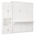 Queen Size Murphy Bed With 1 Side Cabinet Storage Shelf, 68 Inch Cabinet Bed Folding Wall Bed With Desk Combo Perfect For Guest Room, Study, Office,White Old Sku:Bs300491Aac Box Spring Not Required Queen Antique Grey White Wood White Pine Murphy Solid