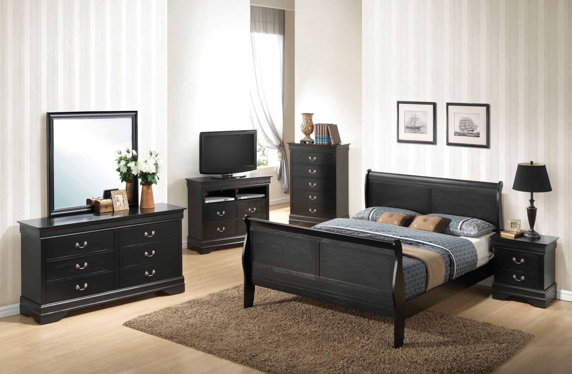 Louis Phillipe G3150A Qb Queen Bedblack Black Particle Board