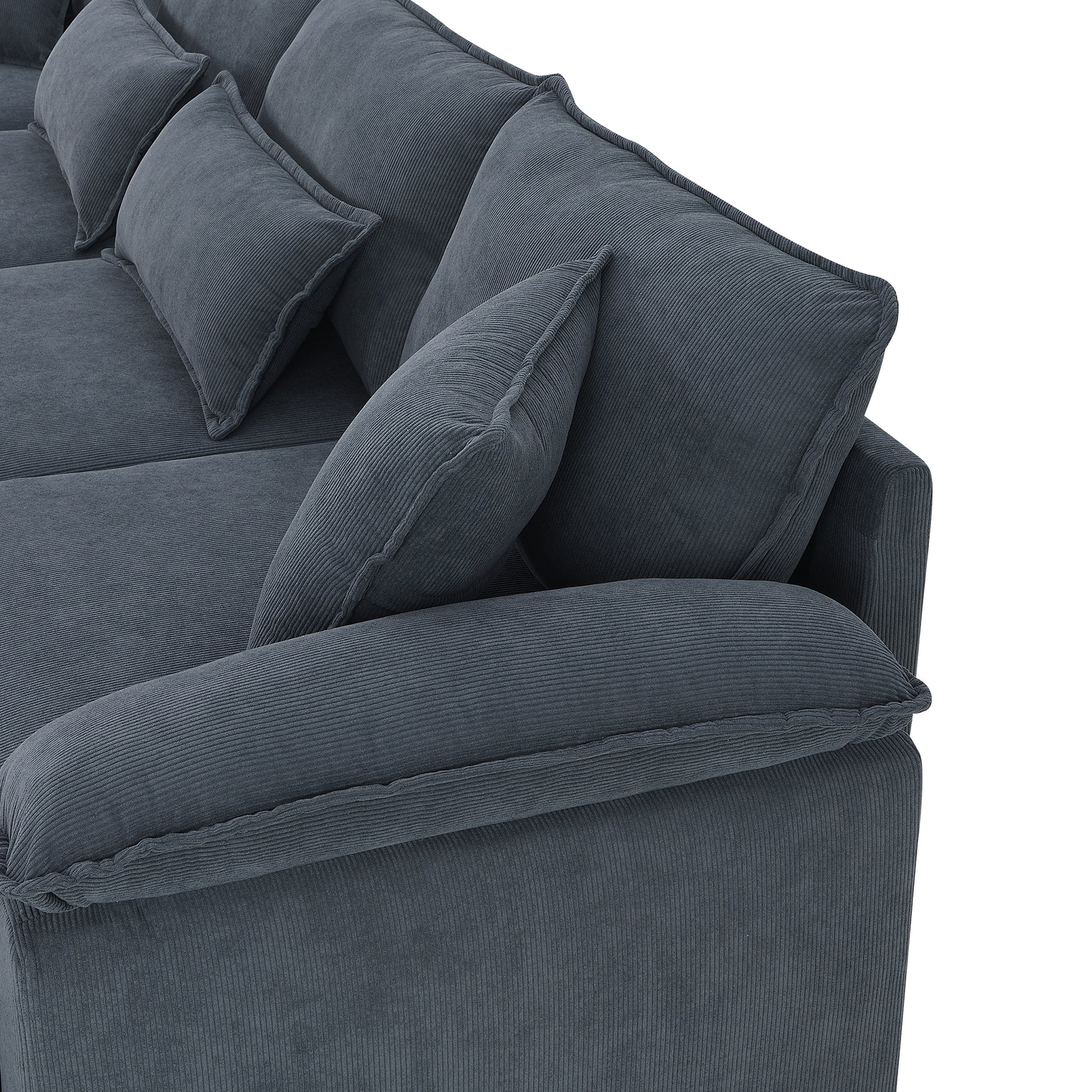 133*65" Corduroy Modular Sectional Sofa,U Shaped Couch With Armrest Bags,6 Seat Freely Combinable Sofa Bed,Comfortable And Spacious Indoor Furniture For Living Room, 2 Colors Grey Corduroy