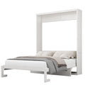 Queen Size Murphy Bed With 2 Side Cabinet Storage Shelves, 68 Inch Cabinet Bed Folding Wall Bed With Desk Combo Perfect For Guest Room, Study, Office,White Old Sku:Bs400491Aac Box Spring Not Required Queen White Wood White Pine Murphy Solid Wood Mdf