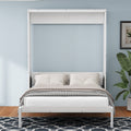 Queen Size Murphy Bed With 2 Side Cabinet Storage Shelves, 68 Inch Cabinet Bed Folding Wall Bed With Desk Combo Perfect For Guest Room, Study, Office,White Old Sku:Bs400491Aac Box Spring Not Required Queen White Wood White Pine Murphy Solid Wood Mdf