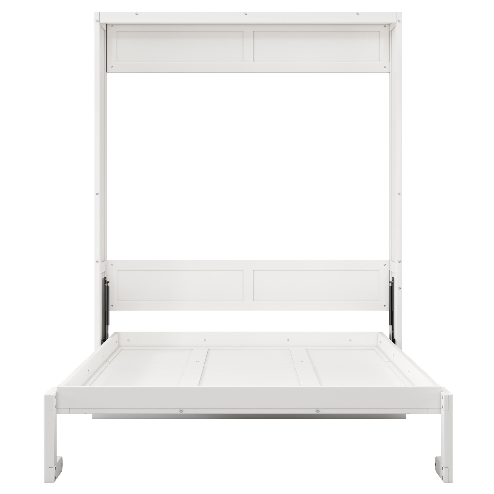 Queen Size Murphy Bed With 2 Side Cabinet Storage Shelves, 68 Inch Cabinet Bed Folding Wall Bed With Desk Combo Perfect For Guest Room, Study, Office,White Old Sku:Bs400491Aac Box Spring Not Required Queen White Wood White Pine Murphy Solid Wood Mdf