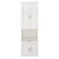Queen Size Murphy Bed With 2 Side Cabinet Storage Shelves, 68 Inch Cabinet Bed Folding Wall Bed With Desk Combo Perfect For Guest Room, Study, Office,White Old Sku:Bs400491Aac Box Spring Not Required Queen White Wood White Pine Murphy Solid Wood Mdf