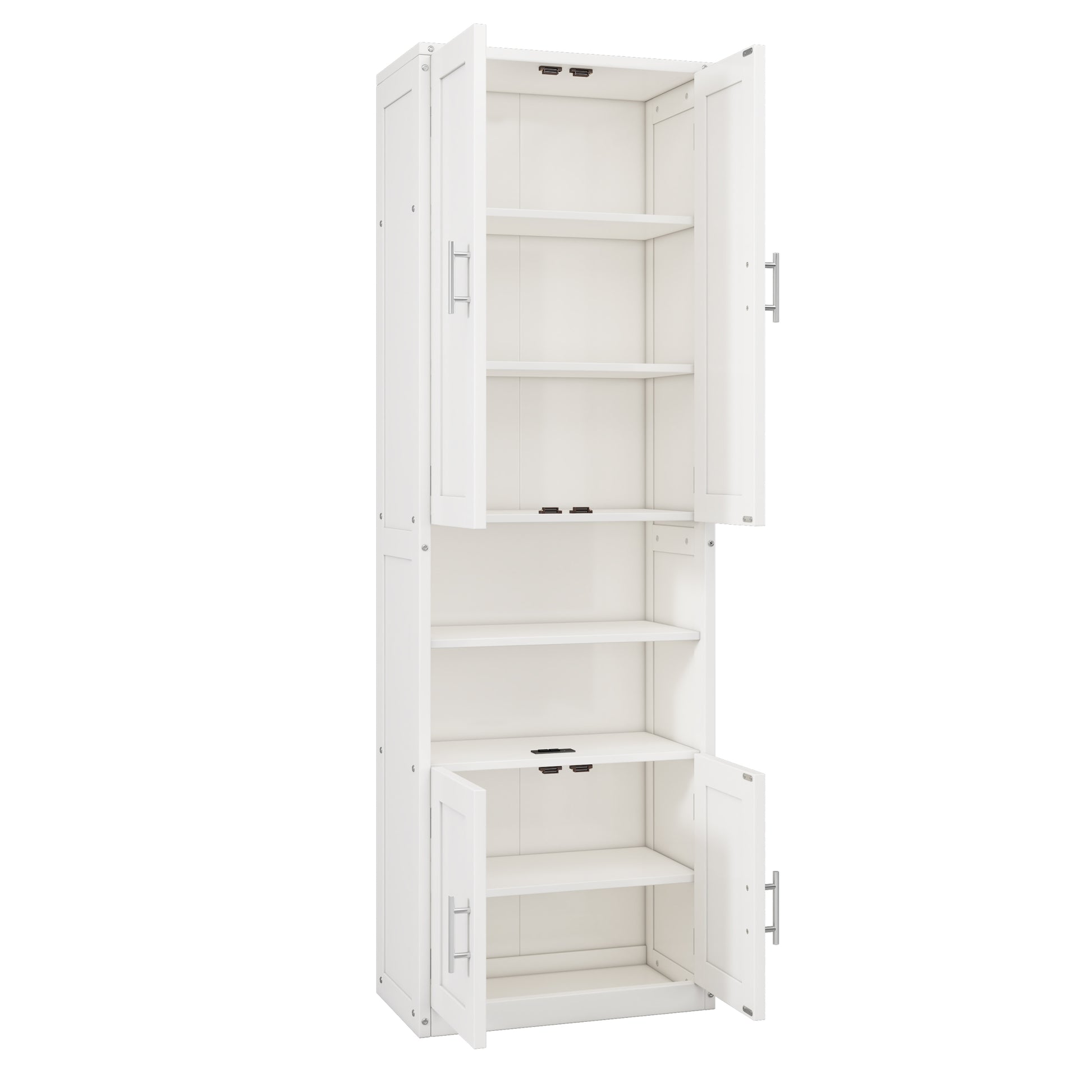 Queen Size Murphy Bed With 2 Side Cabinet Storage Shelves, 68 Inch Cabinet Bed Folding Wall Bed With Desk Combo Perfect For Guest Room, Study, Office,White Old Sku:Bs400491Aac Box Spring Not Required Queen White Wood White Pine Murphy Solid Wood Mdf