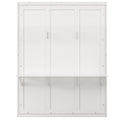Queen Size Murphy Bed With 2 Side Cabinet Storage Shelves, 68 Inch Cabinet Bed Folding Wall Bed With Desk Combo Perfect For Guest Room, Study, Office,White Old Sku:Bs400491Aac Box Spring Not Required Queen White Wood White Pine Murphy Solid Wood Mdf