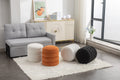 006 Soft Boucle Round Ottoman Footrest Stool,White White Boucle
