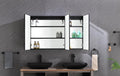 48*30 In Led Mirror Lighted Medicine Cabinet With Lights, Led Medicine Cabinet W Defogger, Dimmer, 3X Makeup Mirror, Outlets & Usb Matte Black Aluminium