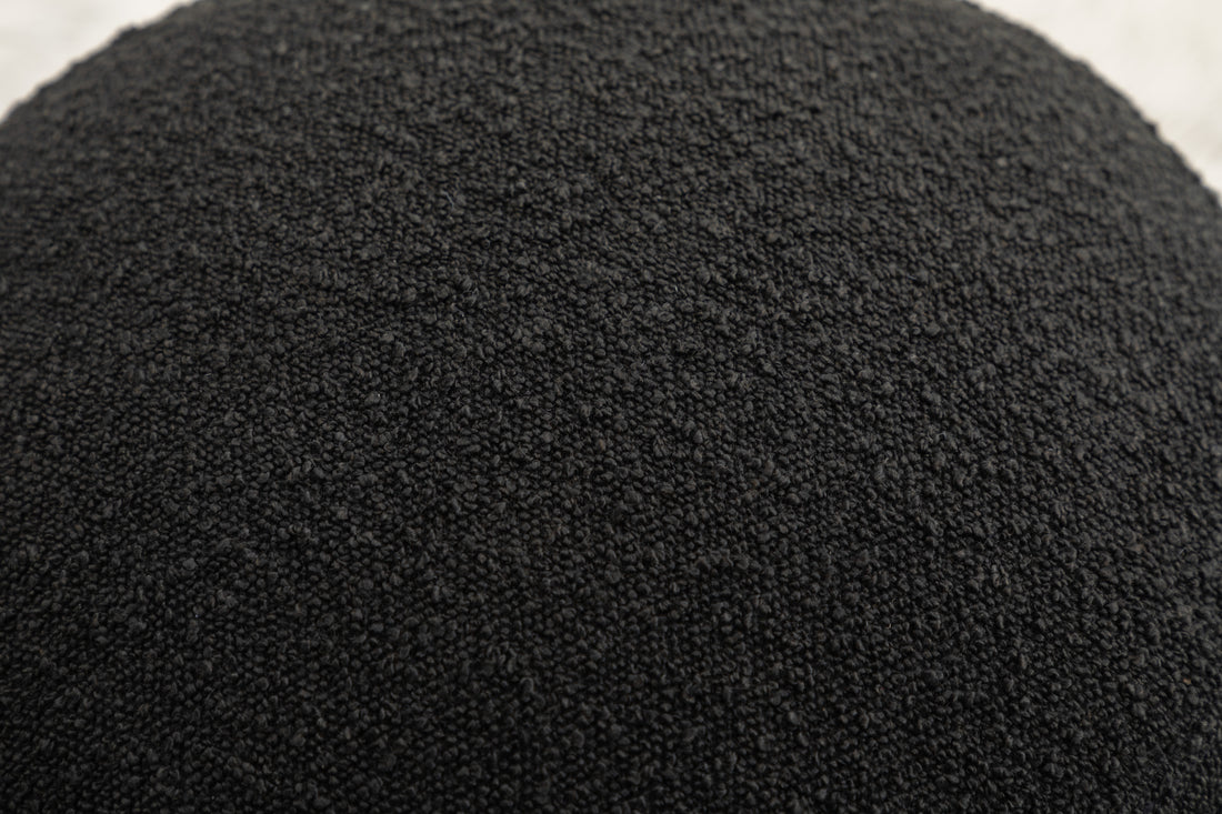 006 Soft Boucle Round Ottoman Footrest Stool,Black Black Boucle