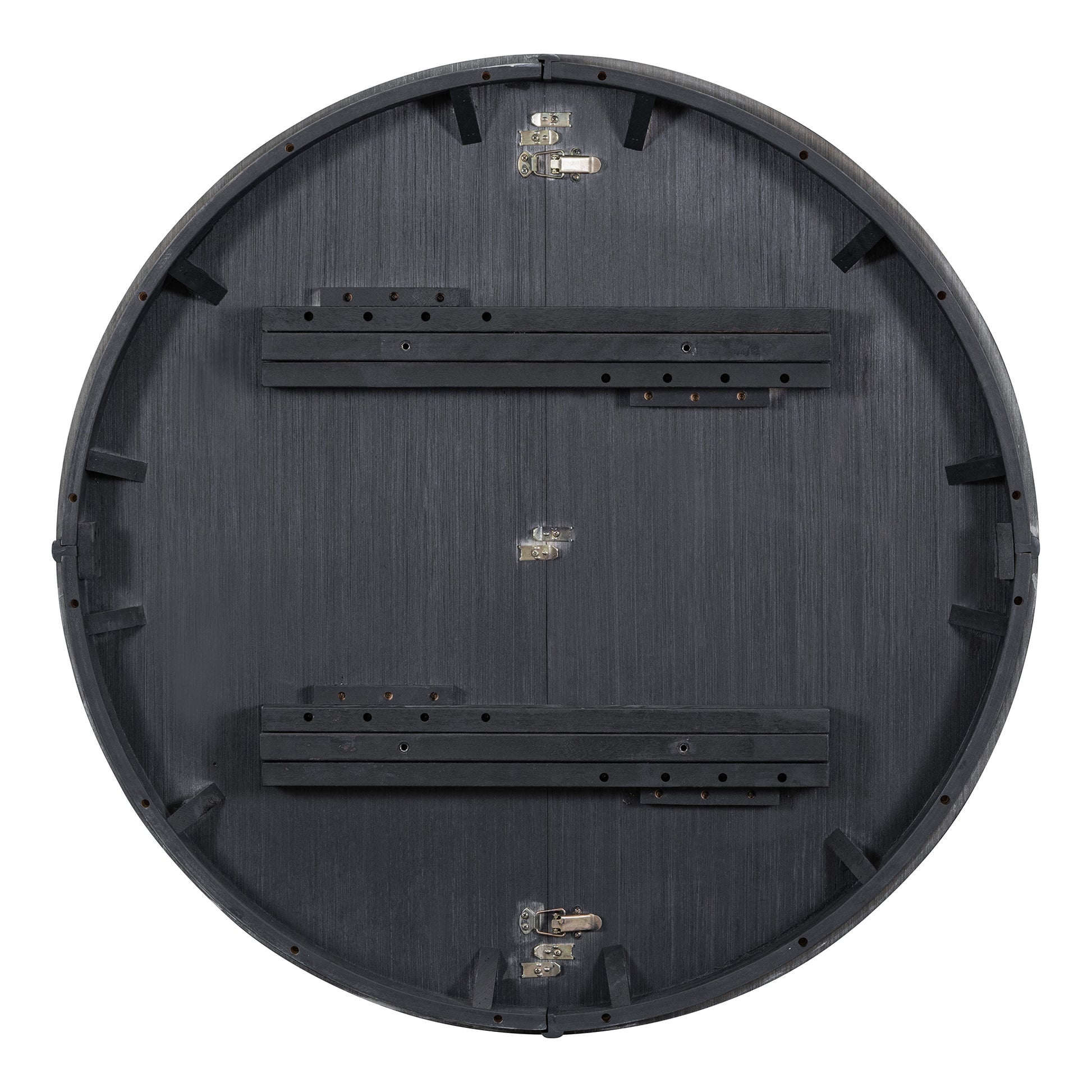 Farmhouse Dining Table Extendable Round Table For Kitchen, Dining Room Black Black Solid Wood Mdf