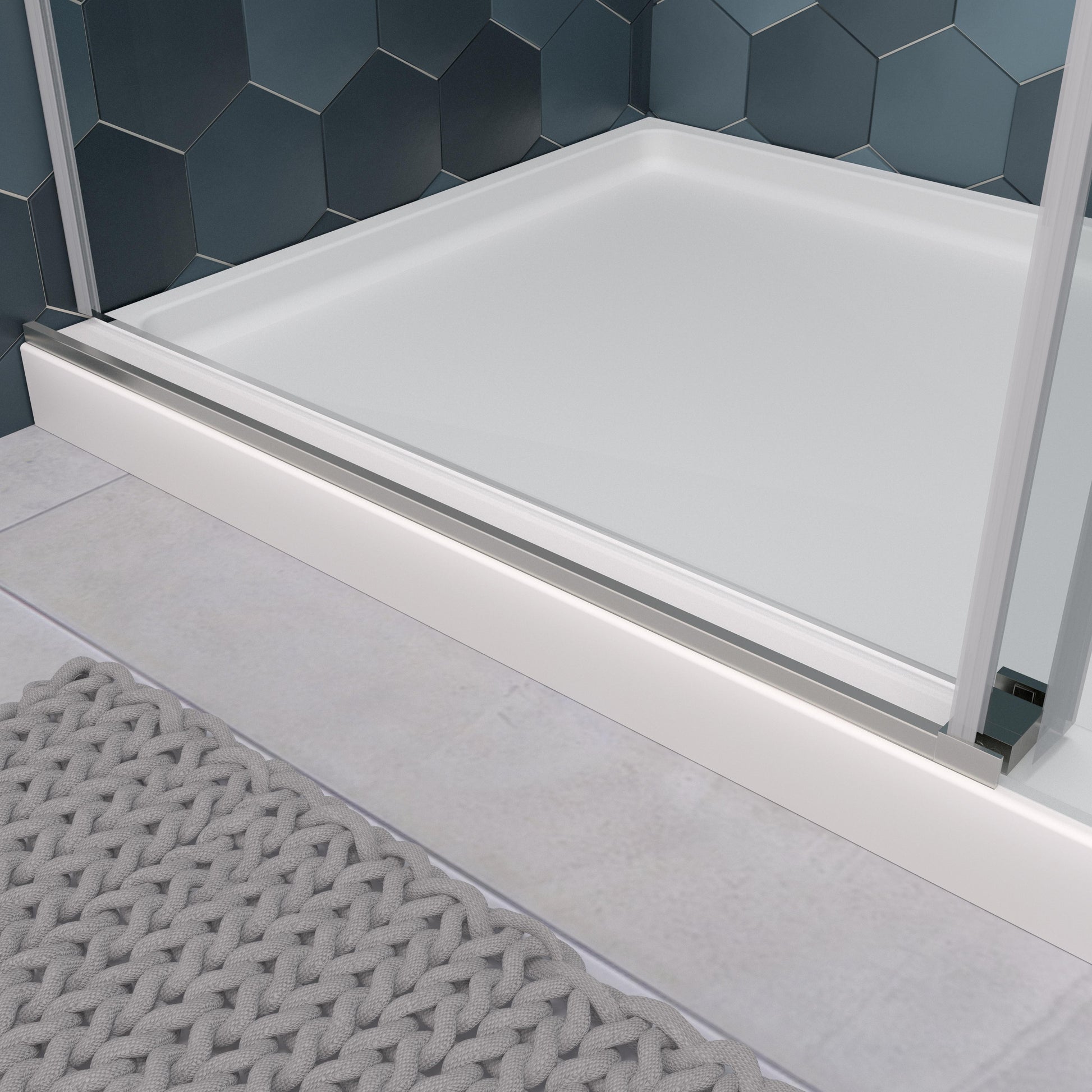 Glass Shower Door, Sliding Door, With 5 16" Tempered Glass And Polished Chrome Finish Chrome Bathroom Stainless Steel