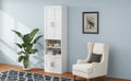 Queen Size Murphy Bed With 2 Side Cabinet Storage Shelves, 68 Inch Cabinet Bed Folding Wall Bed With Desk Combo Perfect For Guest Room, Study, Office,White Old Sku:Bs400491Aac Box Spring Not Required Queen White Wood White Pine Murphy Solid Wood Mdf
