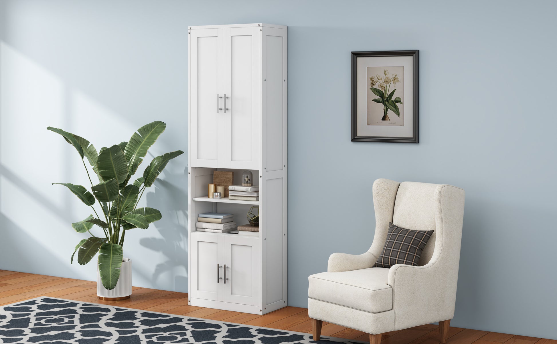 Queen Size Murphy Bed With 2 Side Cabinet Storage Shelves, 68 Inch Cabinet Bed Folding Wall Bed With Desk Combo Perfect For Guest Room, Study, Office,White Old Sku:Bs400491Aac Box Spring Not Required Queen White Wood White Pine Murphy Solid Wood Mdf