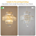 Crystal Chandelier Modern Chandeliers Lights Fixture Hanging Pendant Light Fixture For Dining Room Bedroom Living Room Dia 19.7 Inch Gold Crystal Iron