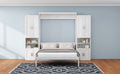 Queen Size Murphy Bed With 2 Side Cabinet Storage Shelves, 68 Inch Cabinet Bed Folding Wall Bed With Desk Combo Perfect For Guest Room, Study, Office,White Old Sku:Bs400491Aac Box Spring Not Required Queen White Wood White Pine Murphy Solid Wood Mdf