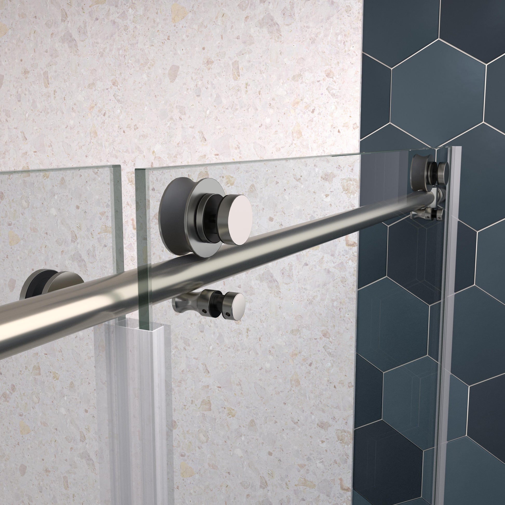 Glass Shower Door, Sliding Door, With 5 16" Tempered Glass And Polished Chrome Finish Chrome Bathroom Stainless Steel