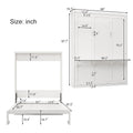 Queen Size Murphy Bed With 2 Side Cabinet Storage Shelves, 68 Inch Cabinet Bed Folding Wall Bed With Desk Combo Perfect For Guest Room, Study, Office,White Old Sku:Bs400491Aac Box Spring Not Required Queen White Wood White Pine Murphy Solid Wood Mdf
