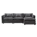 Modern Large Boucle Fabric L Shape Sectional Sofa Gray Boucle