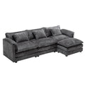 Modern Large Boucle Fabric L Shape Sectional Sofa Gray Boucle