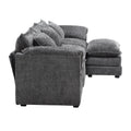 Modern Large Boucle Fabric L Shape Sectional Sofa Gray Boucle