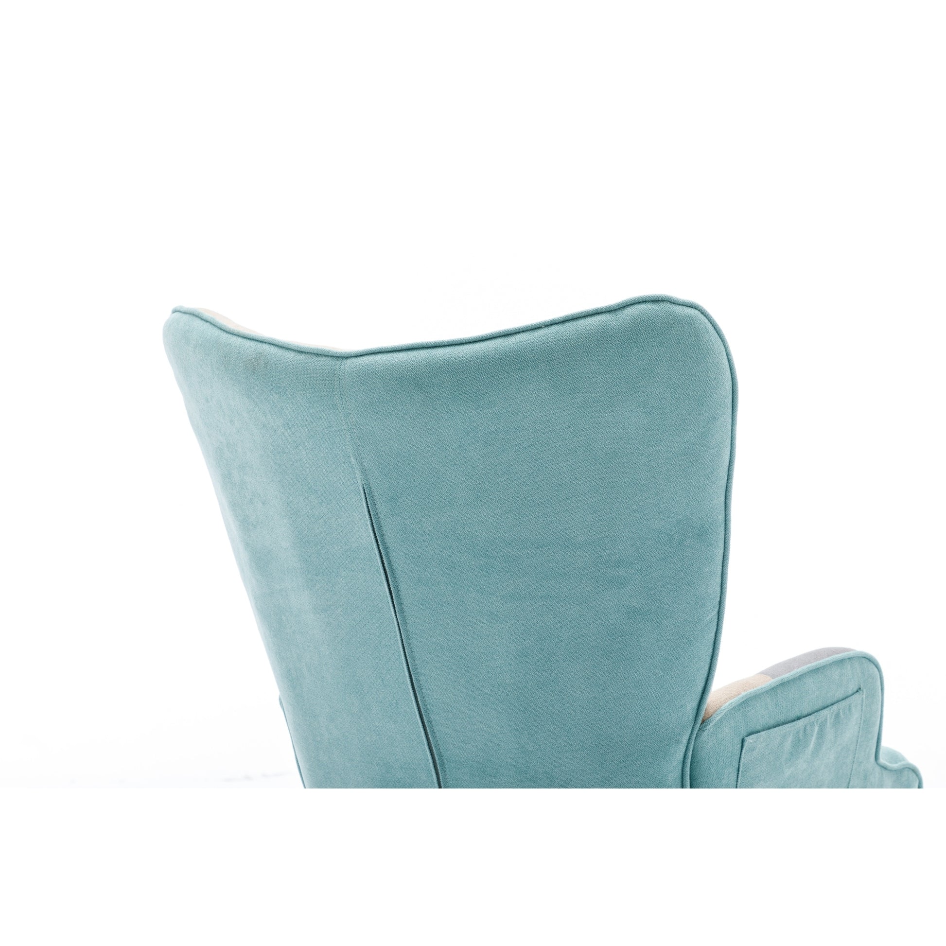 Modern Patchwork Accent Chair With Solid Wood Armrest And Feet, Mid Century Modern Accent Sofa, Fabric Sofa Chair For Living Room Bedroom Studio, Comfy Side Armchair For Bed Green Foam Cotton Linen