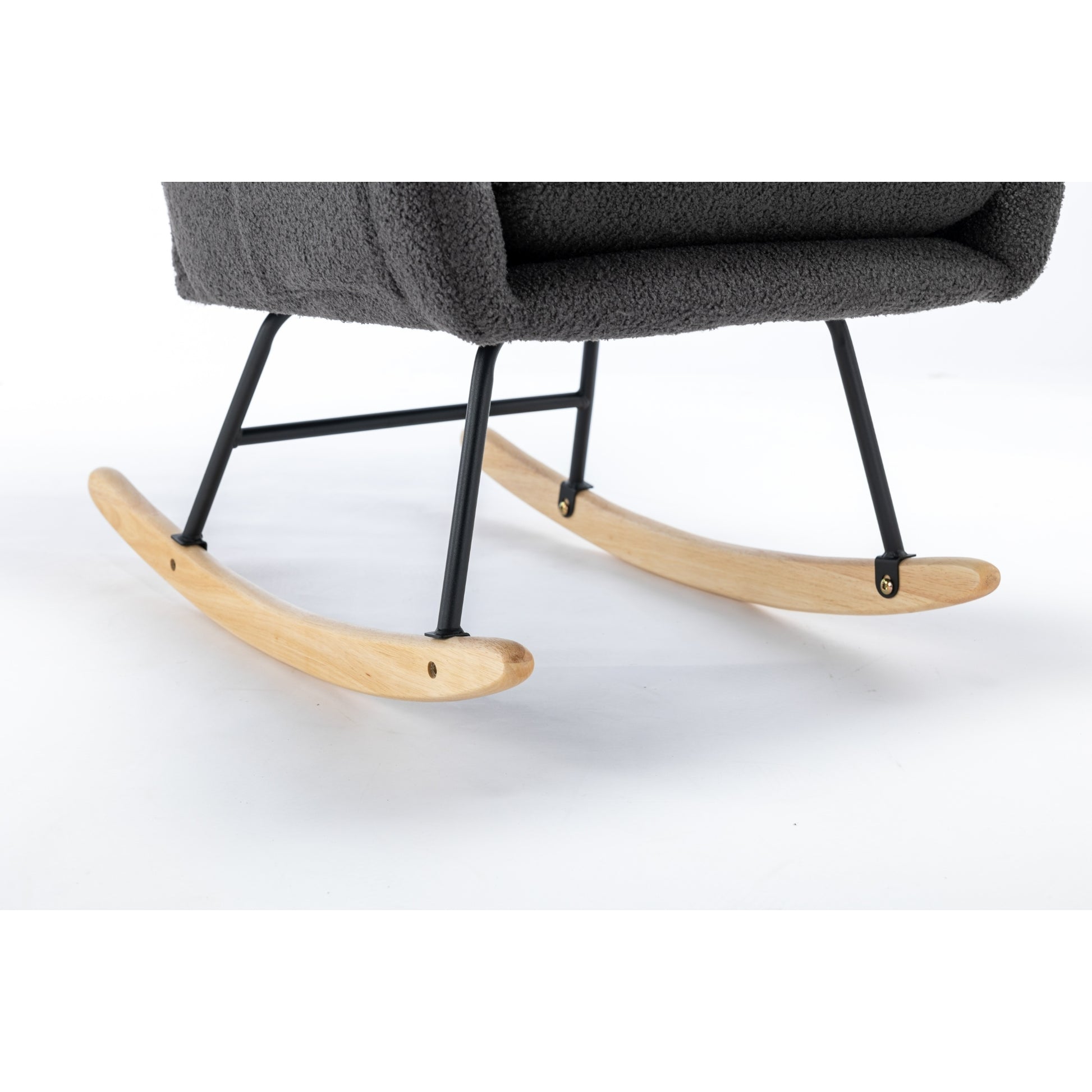 Same As W1372105256 35.5 Inch Rocking Chair With Pocket, Soft Teddy Fabric Rocking Chair For Nursery, Comfy Wingback Glider Rocker With Safe Solid Wood Base For Living Room Bedroom Balcony Greg Grey Casual Foam Teddy