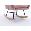 35.5 Inch Rocking Chair With Pocket, Soft Teddy Fabric Rocking Chair For Nursery, Comfy Wingback Glider Rocker With Safe Solid Wood Base For Living Room Bedroom Balcony Pink Pink Casual Foam Teddy