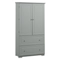 Wide Bathroom Storage Cabinet, Freestanding Storage Cabinet With Two Drawers And Adjustable Shelf, Mdf Board With Painted Finish, Grey Grey Mdf