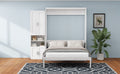 Queen Size Murphy Bed With 1 Side Cabinet Storage Shelf, 68 Inch Cabinet Bed Folding Wall Bed With Desk Combo Perfect For Guest Room, Study, Office,White Old Sku:Bs300491Aac Box Spring Not Required Queen Antique Grey White Wood White Pine Murphy Solid