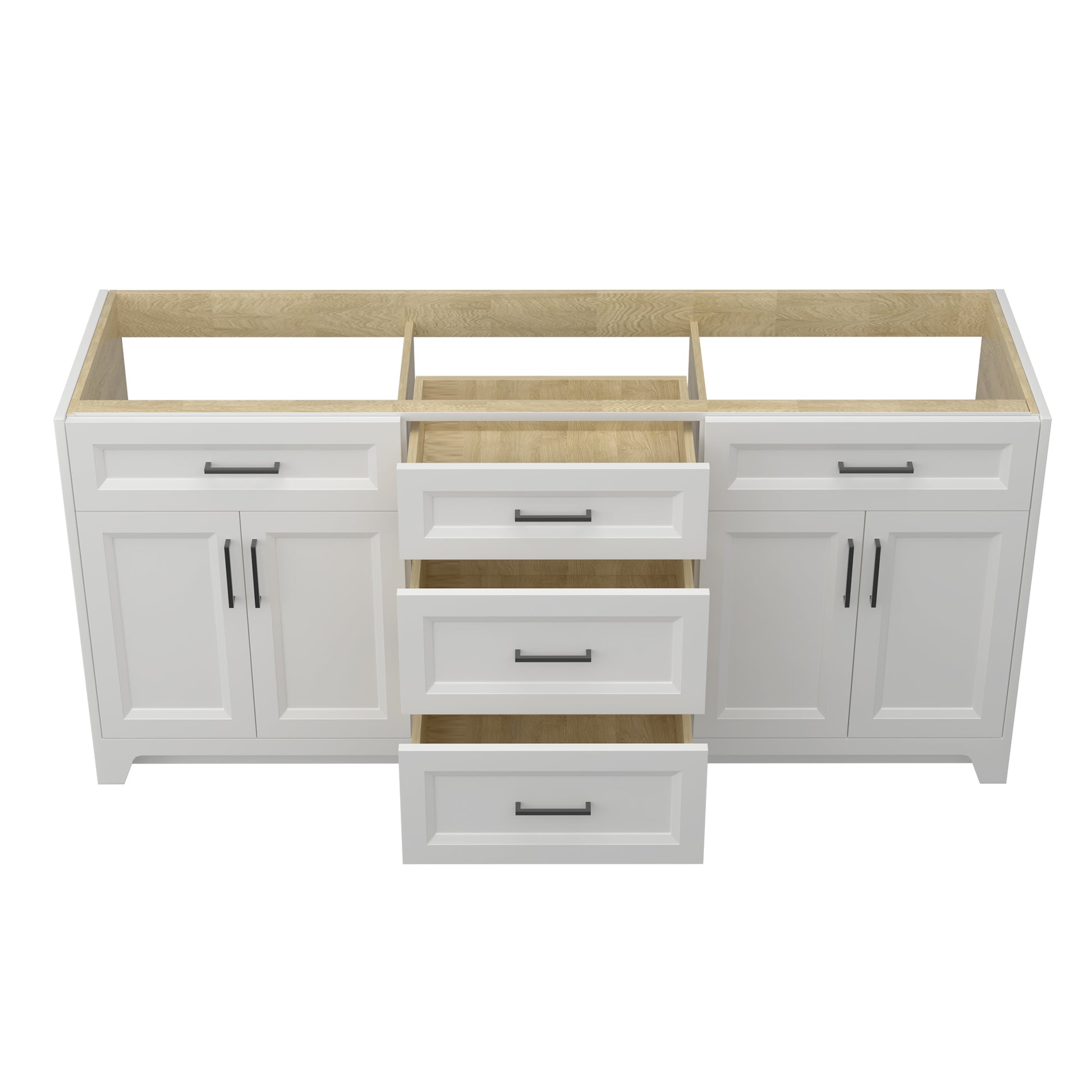 Solid Wood 72 Inch Bathroom Vanity Without Top Sink, Modern Bathroom Vanity Base Only, Birch Solid Wood And Plywood Cabinet, Bathroom Storage Cabinet With Double Door Cabinet And 3 Drawers, White 3 White 4 5 48 In & Above 36 To 59 In Soft Close Doors