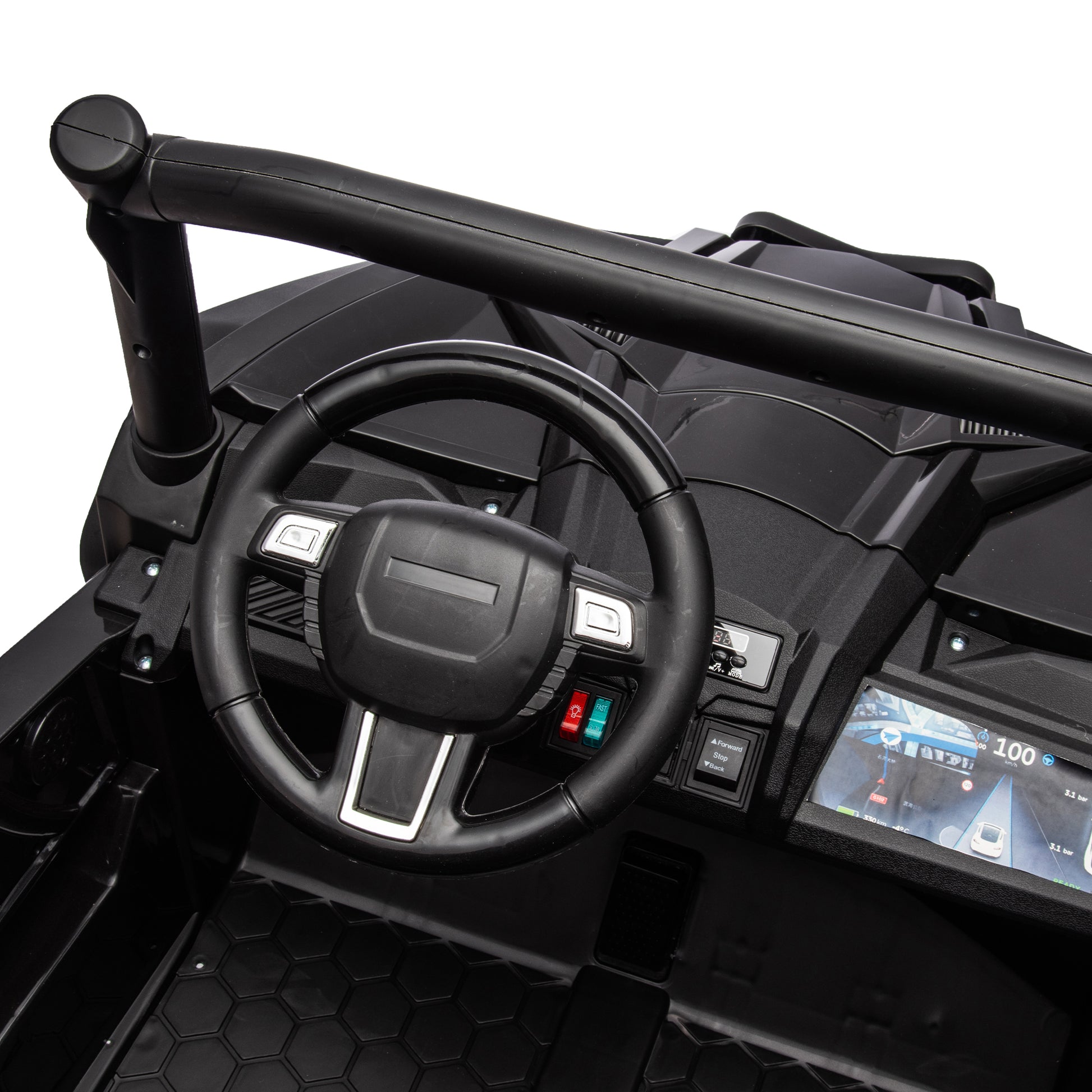 24V Ride On Xxl Utv Car For Kid,2Seater With Two Safety Belts, Side By Side 4X4 Ride On Off Road Truck With Parent Remote Control, Battery Powered Electric Car W High Low Speed, Two Safety Belts. Black Polyethylene