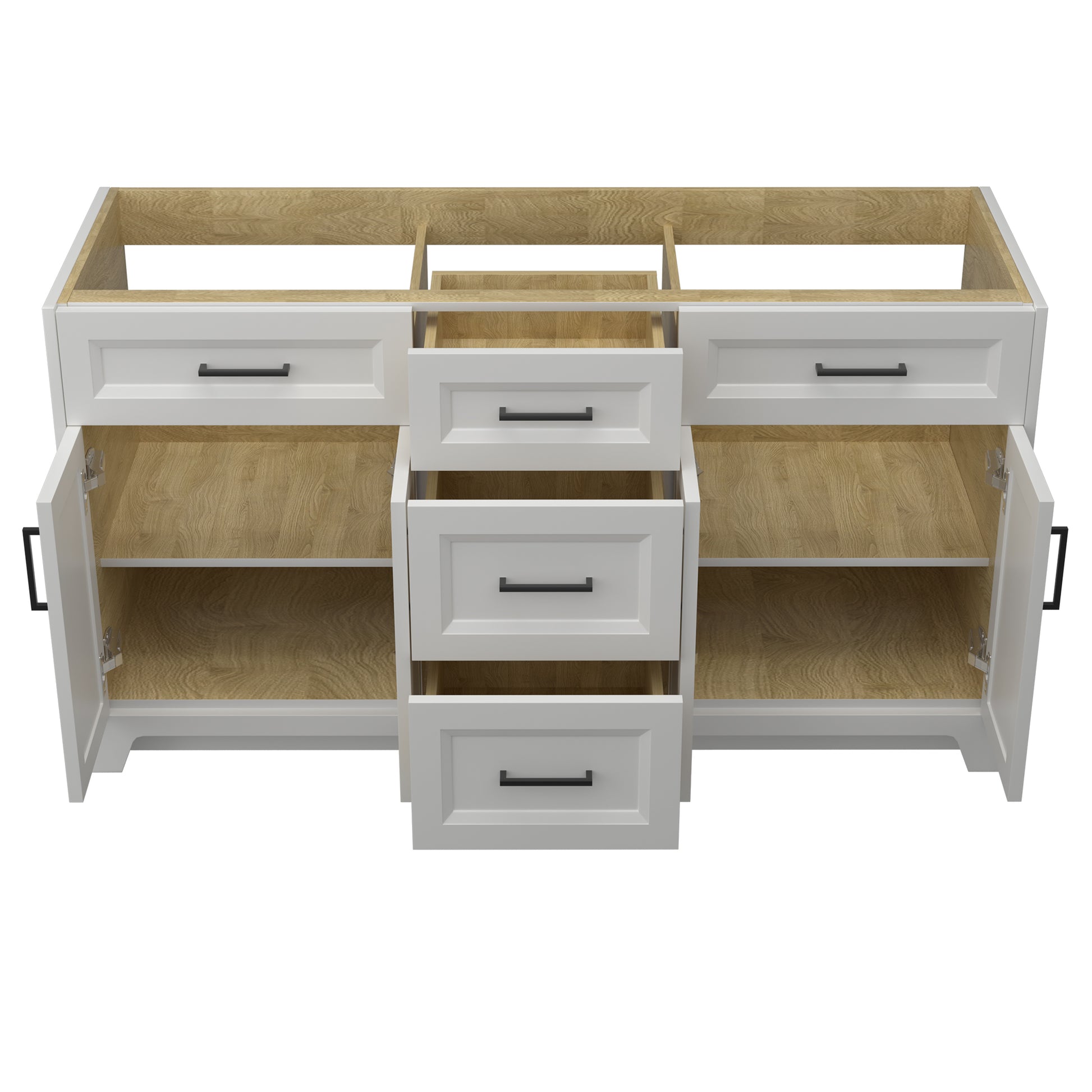 60 Inch Solid Wood Bathroom Vanity Without Top Sink, Modern Bathroom Vanity Base Only, Birch Solid Wood And Plywood Cabinet, Bathroom Storage Cabinet With Double Door Cabinet And 3 Drawers Light Gray 3 Light Gray 4 5 48 In & Above 36 To 59 In Soft Close