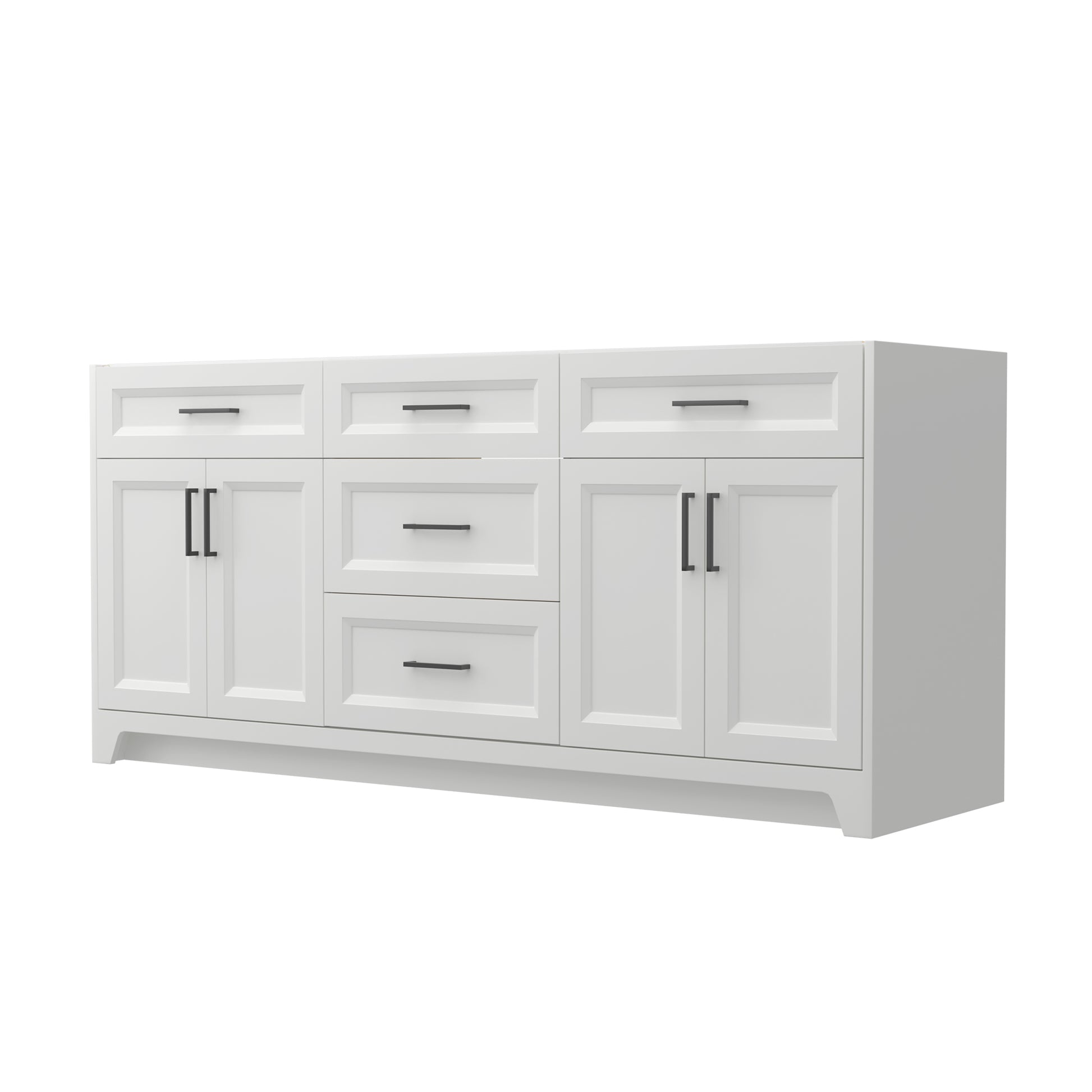 Solid Wood 72 Inch Bathroom Vanity Without Top Sink, Modern Bathroom Vanity Base Only, Birch Solid Wood And Plywood Cabinet, Bathroom Storage Cabinet With Double Door Cabinet And 3 Drawers, White 3 White 4 5 48 In & Above 36 To 59 In Soft Close Doors