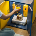 Bedside Tables With Led Farmhouse Gray Nightstand Tables With Glass Shelves Led End Table For Living Room Yellow & Blue Blue Yellow Bedroom Open Storage American Design,American Traditional,Art Deco,Casual,Classic Rosewood Easy Assembly Glass Engineered