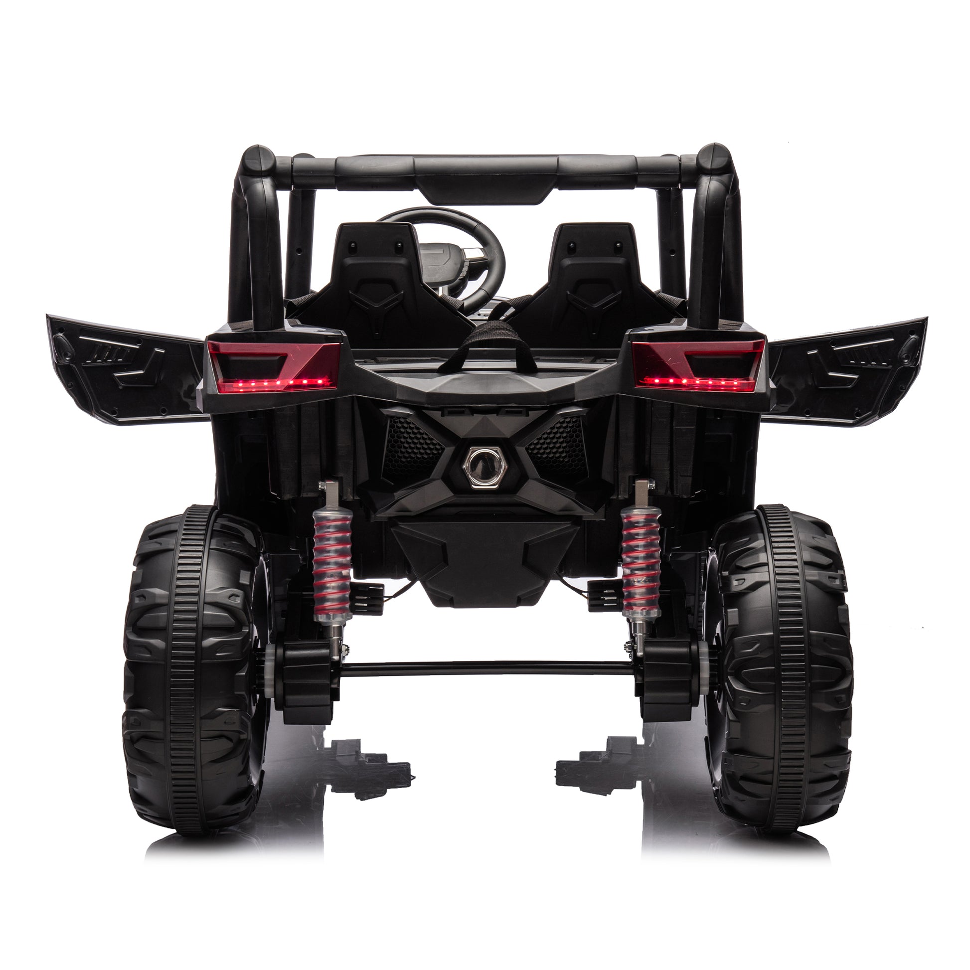 24V Ride On Xxl Utv Car For Kid,2Seater With Two Safety Belts, Side By Side 4X4 Ride On Off Road Truck With Parent Remote Control, Battery Powered Electric Car W High Low Speed, Two Safety Belts. Black Polyethylene