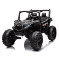 24V Ride On Xxl Utv Car For Kid,2Seater With Two Safety Belts, Side By Side 4X4 Ride On Off Road Truck With Parent Remote Control, Battery Powered Electric Car W High Low Speed, Two Safety Belts. Black Polyethylene