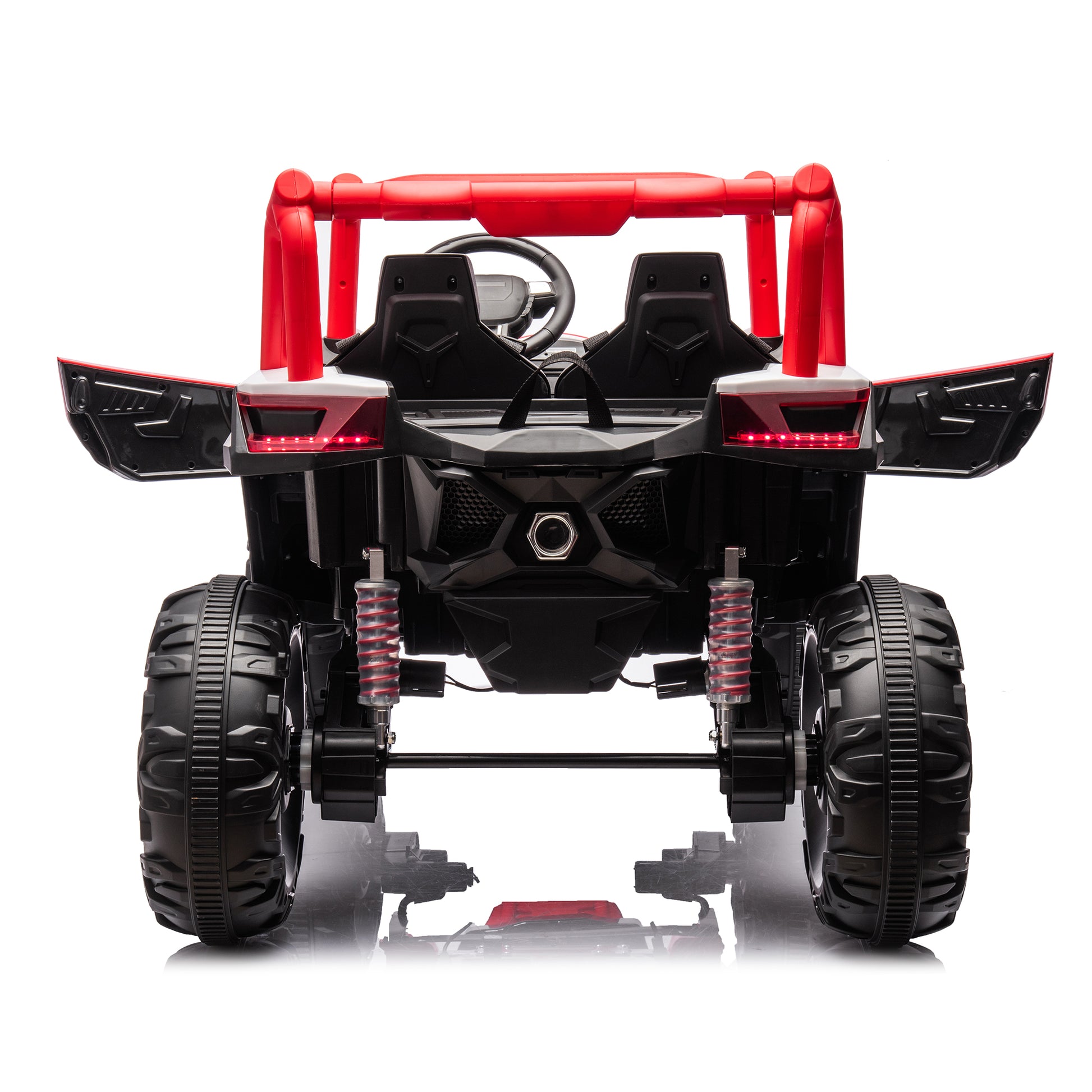 24V Ride On Xxl Utv Car For Kid,2Seater With Two Safety Belts, Side By Side 4X4 Ride On Off Road Truck With Parent Remote Control, Battery Powered Electric Car W High Low Speed, Two Safety Belts. Red Polyethylene