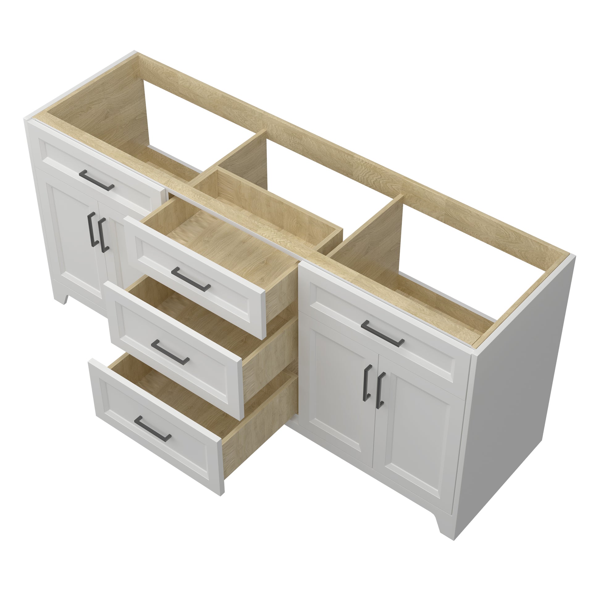 Solid Wood 72 Inch Bathroom Vanity Without Top Sink, Modern Bathroom Vanity Base Only, Birch Solid Wood And Plywood Cabinet, Bathroom Storage Cabinet With Double Door Cabinet And 3 Drawers, White 3 White 4 5 48 In & Above 36 To 59 In Soft Close Doors