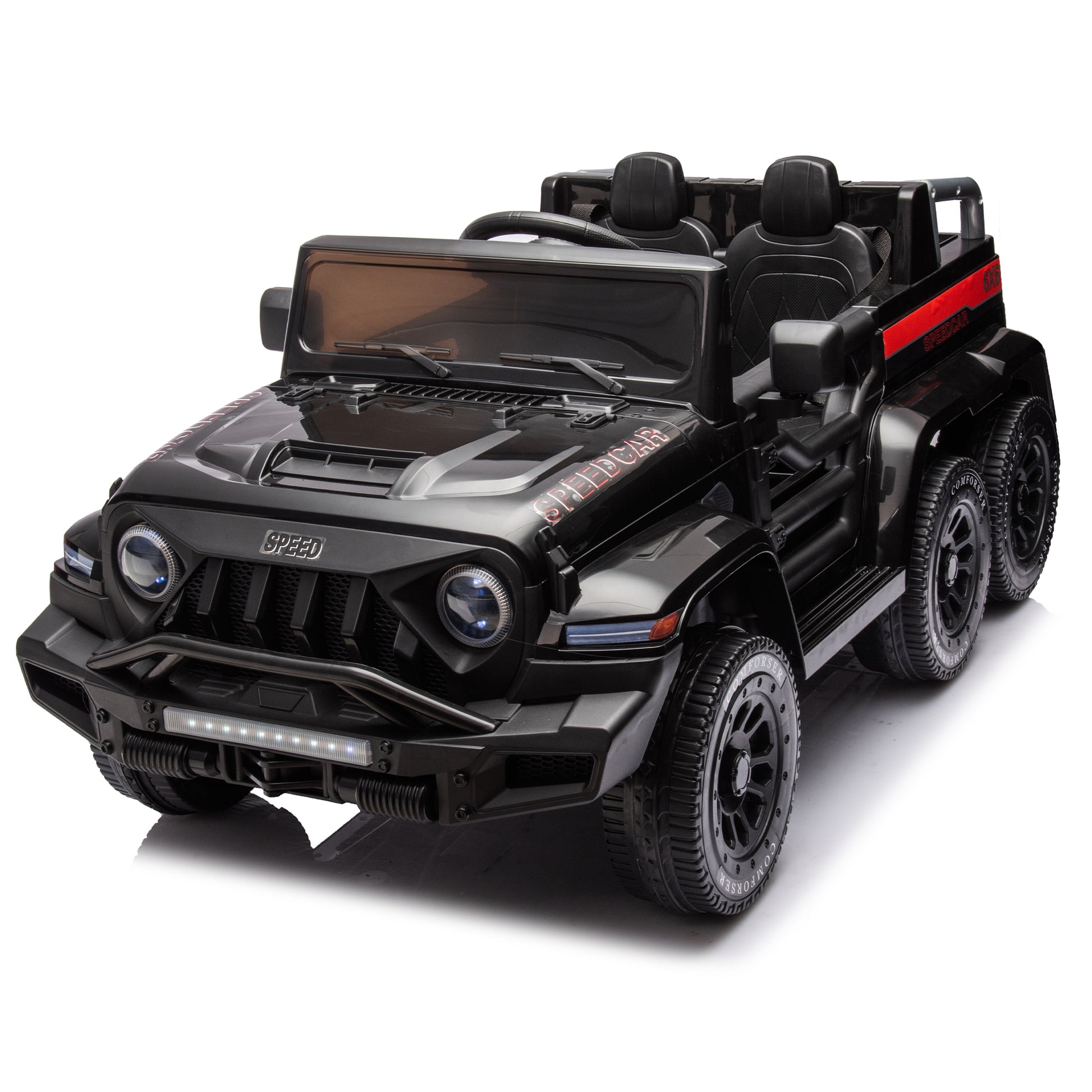 24V Ride On Car For Kids Battery Powered Ride On 4Wd Toys With Remote Control,Parents Can Assist In Driving,Music And Lights,Five Point Safety Belt,Rocking Chair Mode For Back And Forth Swinging Black Polyethylene