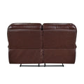 Double Reclining Loveseat Brown Leather Luxurious Comfort Style Living Room Furniture 1Pc Brown Genuine Leather Primary Living Space Pillow Top Arms Solid Wood