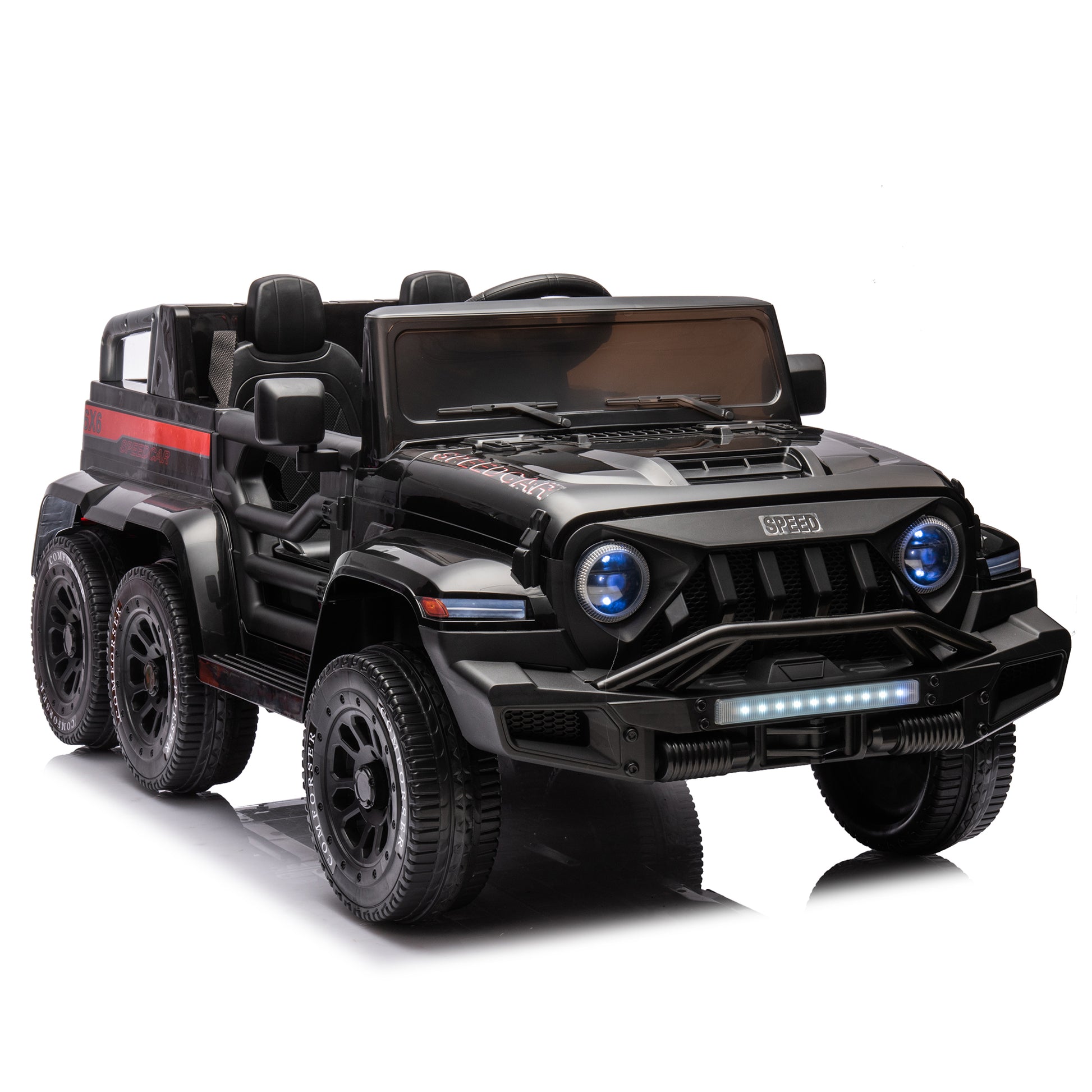 24V Ride On Car For Kids Battery Powered Ride On 4Wd Toys With Remote Control,Parents Can Assist In Driving,Music And Lights,Five Point Safety Belt,Rocking Chair Mode For Back And Forth Swinging Black Polyethylene