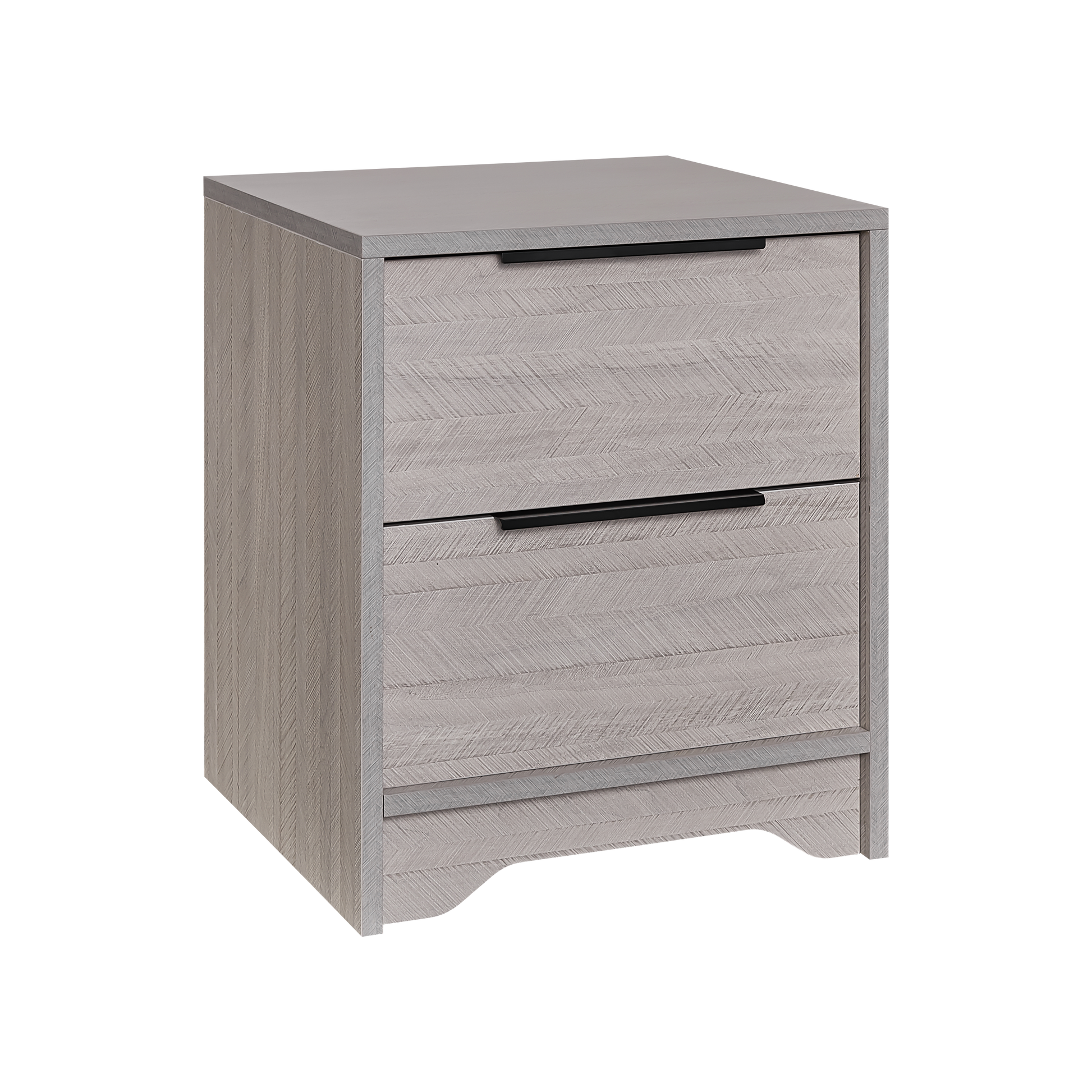 Grey Wooden Nightstand With Two Drawers For Bedrooms And Other Places. Antique Gray 2 Drawers Bedroom Engineered Wood