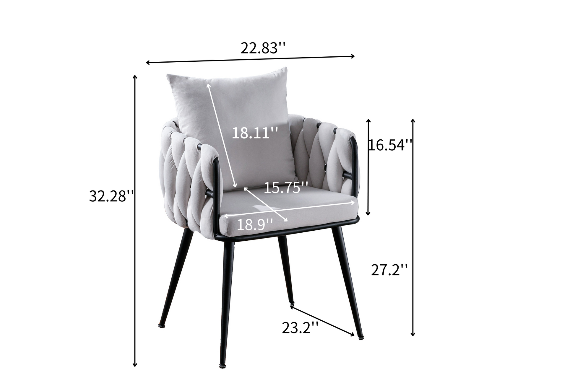 Pure Ivory Modern Velvet Dining Chairs Set Of 2 Hand Weaving Accent Chairs Living Room Chairs Upholstered Side Chair With Black Metal Legs For Dining Room Kitchen Vanity Living Room Ivory Velvet