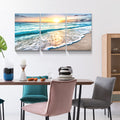 3 Panels Framed Canvas Wall Art Decor,3 Pieces Sea Wave Painting Decoration Painting For Chrismas Gift, Office,Dining Room,Living Room, Bathroom, Bedroom Decor Ready To Hang Rectangle Framed