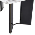 Modern Minimalist Rectangular Dining Table, White Imitation Marble Tabletop, Mdf Table Legs With Gold Metal Decorative Strips. Suitable For Restaurant And Living Roomf Hh White Mdf Glass