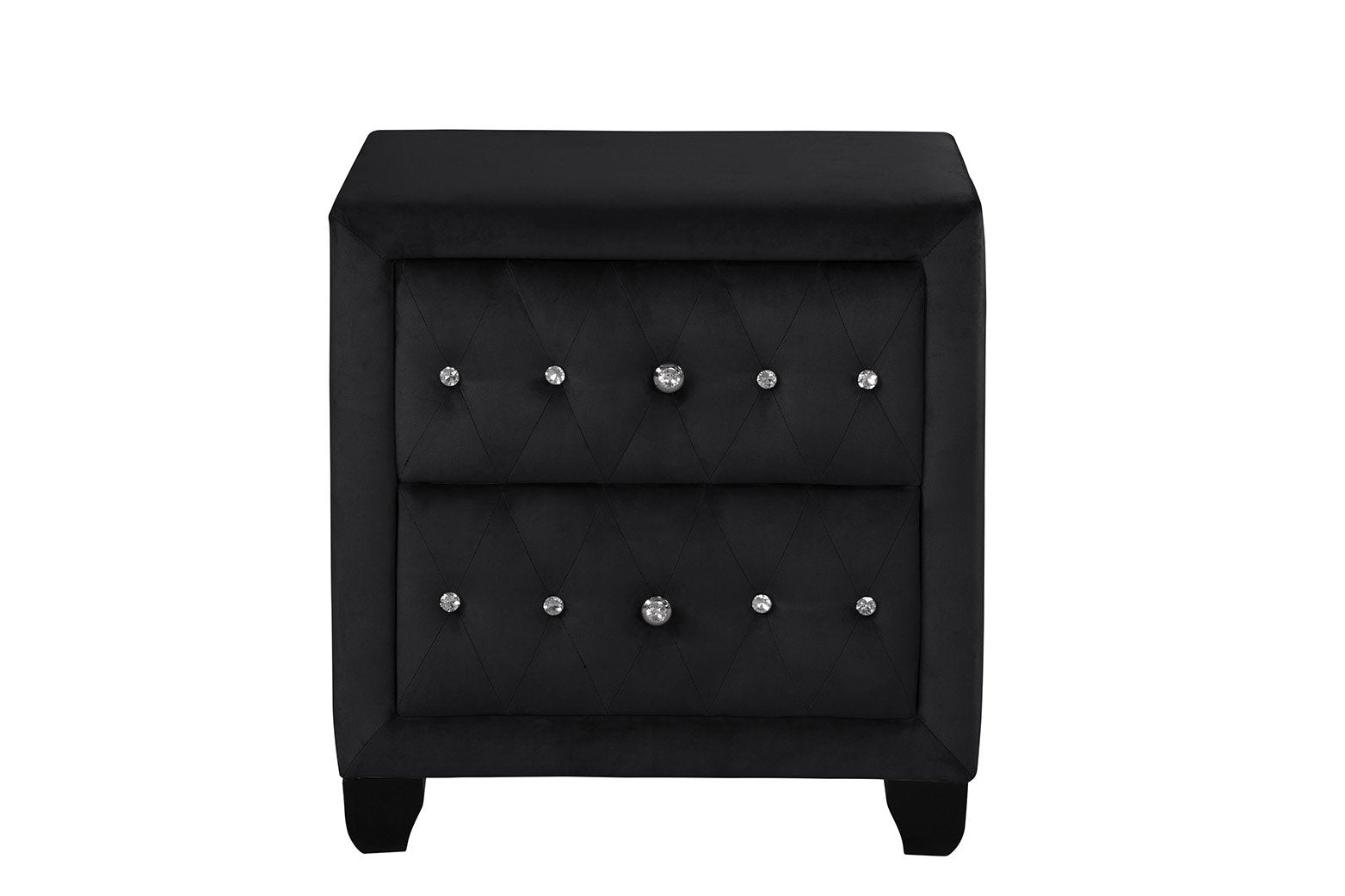 Crystal Tufted Queen 5 Pc Vanity Bedroom Set Made With Wood In Black Box Spring Not Required Queen Black Wood 5 Piece Set Bedroom Modern Upholstered Velvet Tufted Wood